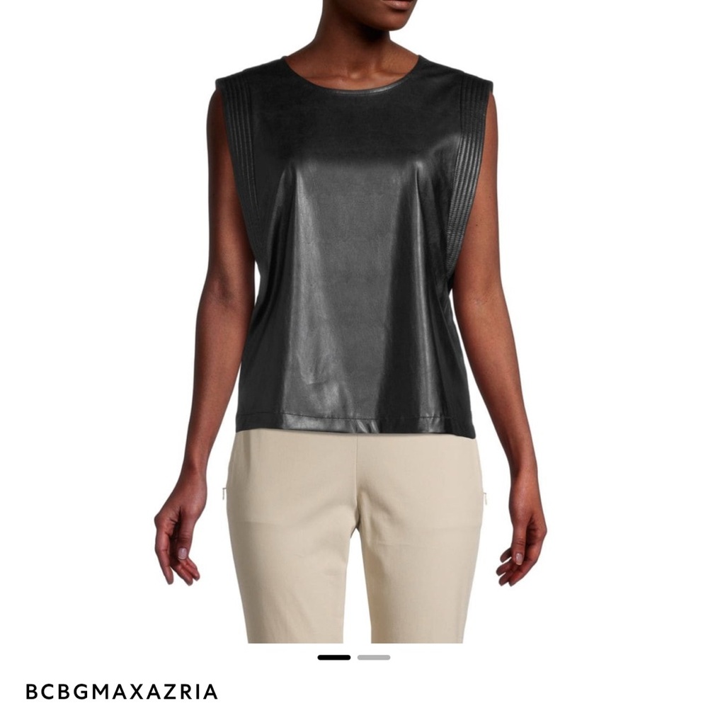 BCBG MaxAzria faux leather sleeveless top